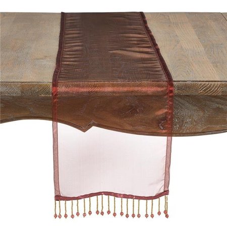 SARO LIFESTYLE SARO 1212.CO10108B 10 x 108 in. Velveteen Rectangle Versatile Sheer Organza & Beaded Table Runner Chair Tie - Copper - Set of 2 1212.CO10108B